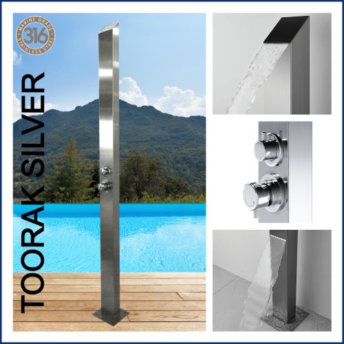Toorak Silver 316 Marine Grade  Stainless Steel Outdoor Indoor Pool Shower
