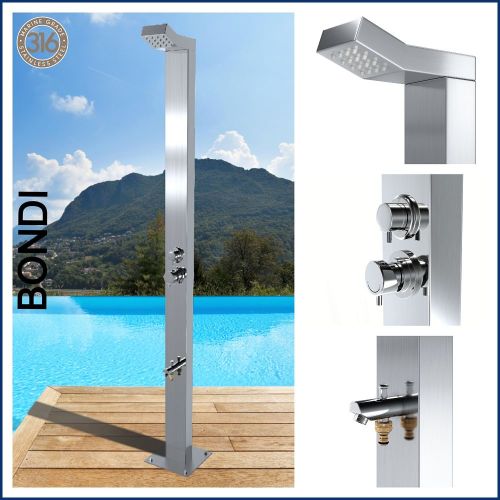 Bondi Silver 316 Marine Grade Stainless Steel Outdoor Indoor Pool Shower