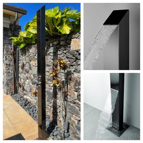 Toorak Black 316L Stainless Steel Marine Grade  Outdoor Indoor Waterfall Pool Shower
