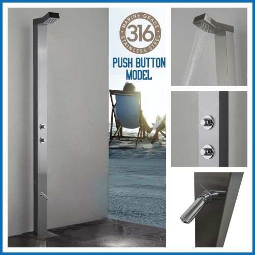  Bondi Push Button 316 Marine Grade Stainless Steel Outdoor Indoor Pool Shower With a 15 seconds timed flow control. 