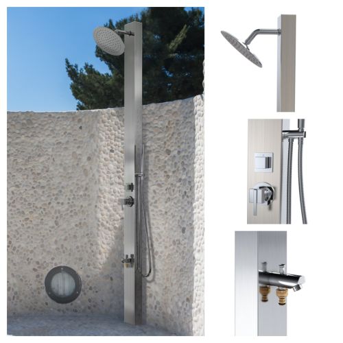  Milan Silver ADA 316L Marine Grade Stainless Steel Outdoor Outside Indoor Pool Shower 