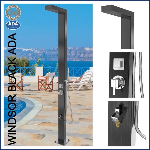 Windsor Black ADA 316 Marine Grade Stainless Steel Outdoor Pool Shower