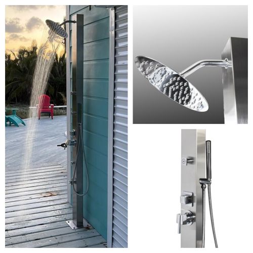 Milan Deluxe ADA 316L Marine Grade Stainless Steel Outdoor Pool Shower With New Generation Massage Jets 