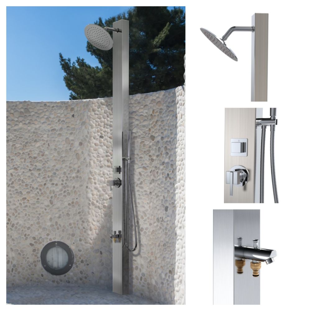  Milan Silver ADA 316L Marine Grade Stainless Steel Outdoor Indoor Pool Shower 