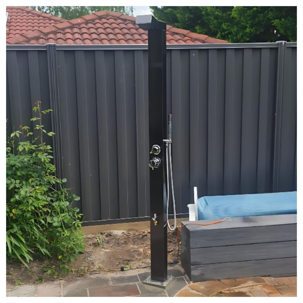 Bondi Black ADA 316L Marine Grade Stainless Steel Outdoor Pool ShowerTower Panel