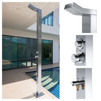 Bondi Silver 316L Marine Grade Stainless Steel Outdoor Indoor Pool Shower