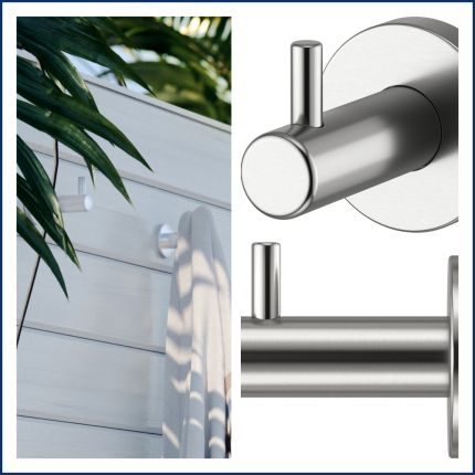 Set of 2, Premium Quality Outdoor 316 Stainless Steel Towel/ Robe Hooks