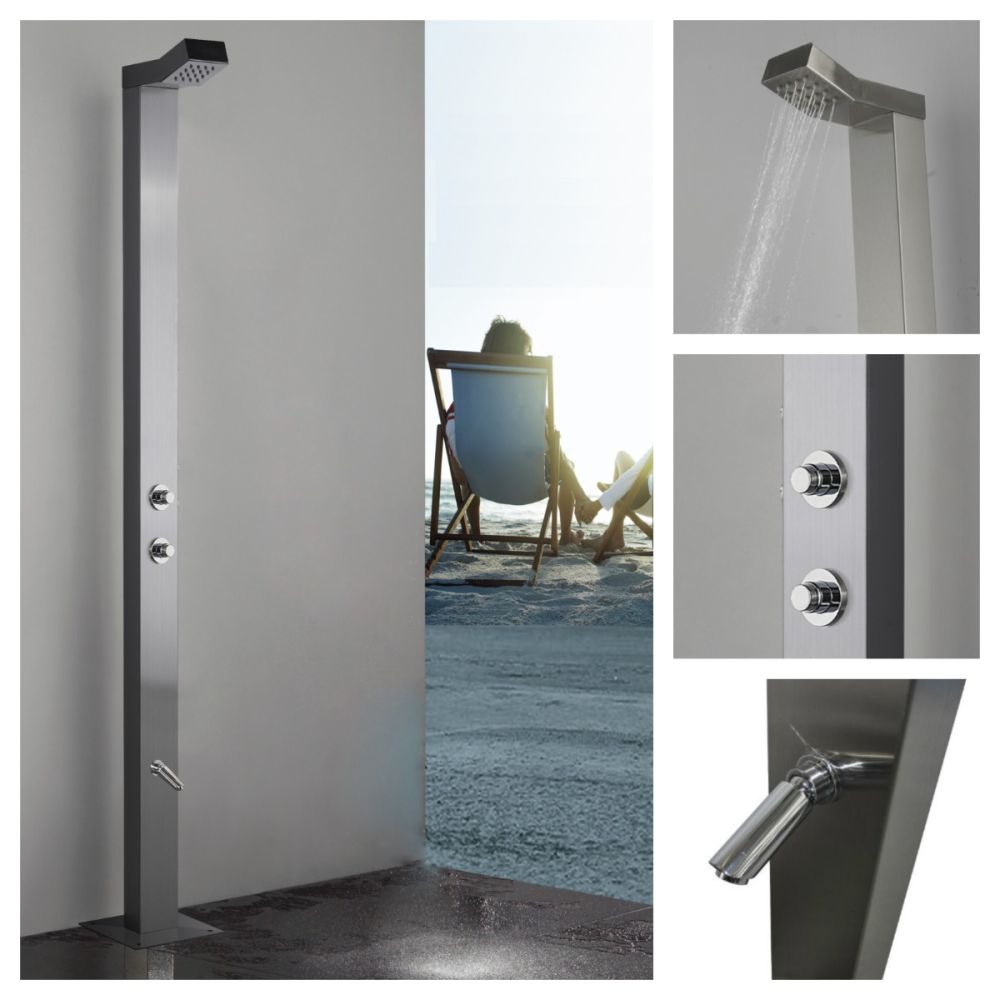 Bondi Push Button 316L Marine Grade Stainless Steel Outdoor Indoor ADA Pool Shower With a 15 seconds timed flow control. (Cold or Tempered Water Source Only / Not Hot And Cold)
