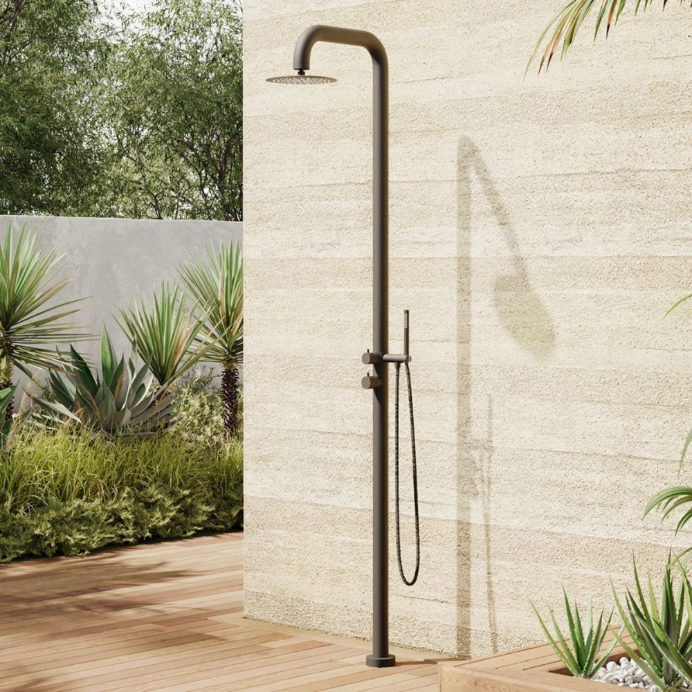 Lamez Black 316L Stainless Steel Marine-Grade Outdoor Pool Shower Rinse-Off Shower With Hand Shower Wand / DEAL OF THE WEEK