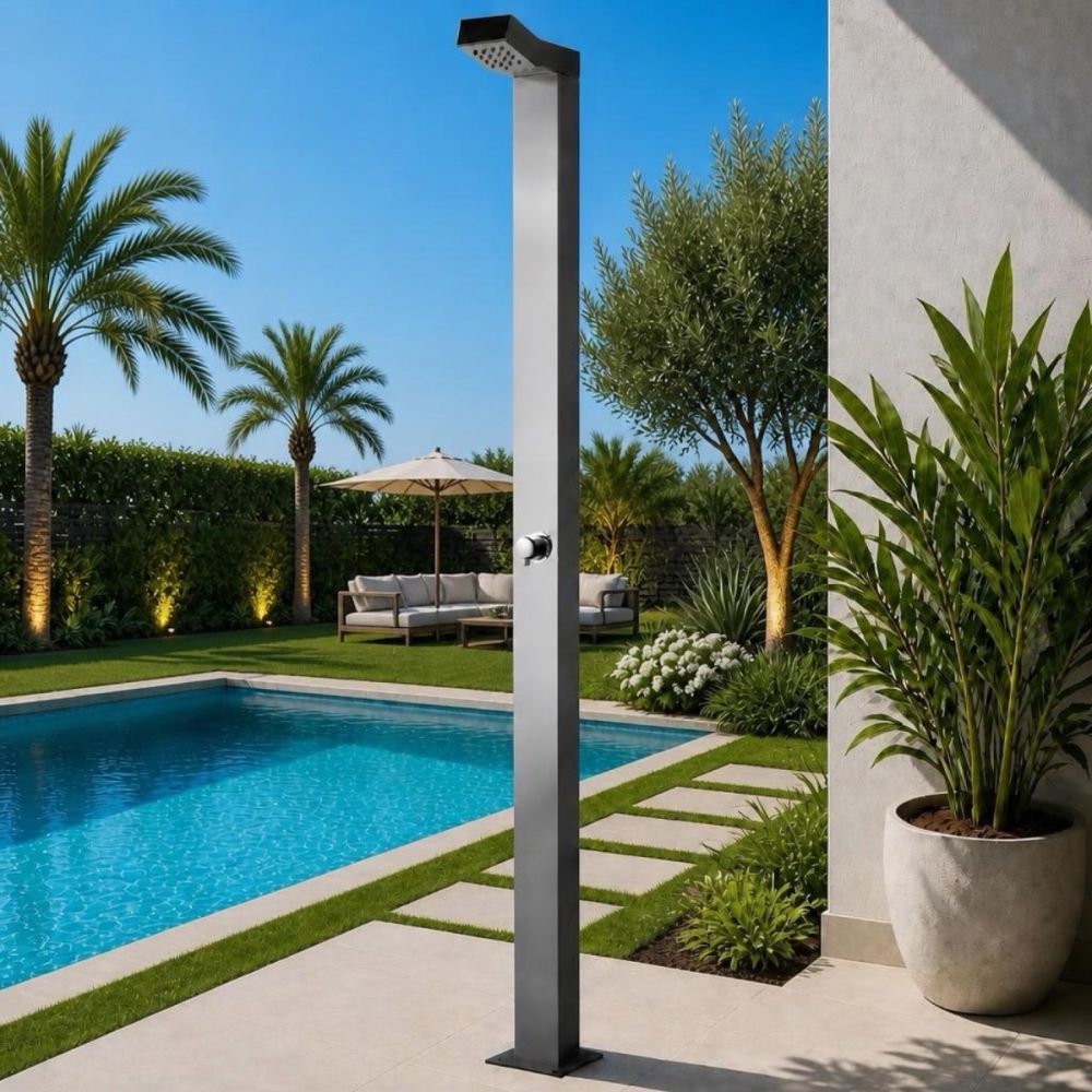 Bondi Tower Silver 316L Marine Grade Stainless Steel Outdoor Pool Shower Rinse-Off Shower / DEAL OF THE WEEK
