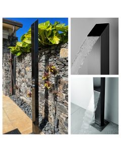 Toorak Black 316L Stainless Steel Marine Grade  Outdoor Indoor Waterfall Pool Rinse-Off Shower