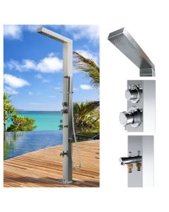 Reno Silver ADA 316L Marine Grade Stainless Steel Outdoor Rinse-Off Shower