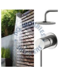 Alpha Outdoor 316L Stainless Steel Marine Grade Wall Mounted Shower Arm, Shower Head & a Hot and Cold Washer-less Mixer Pool Rinse Off Shower Set